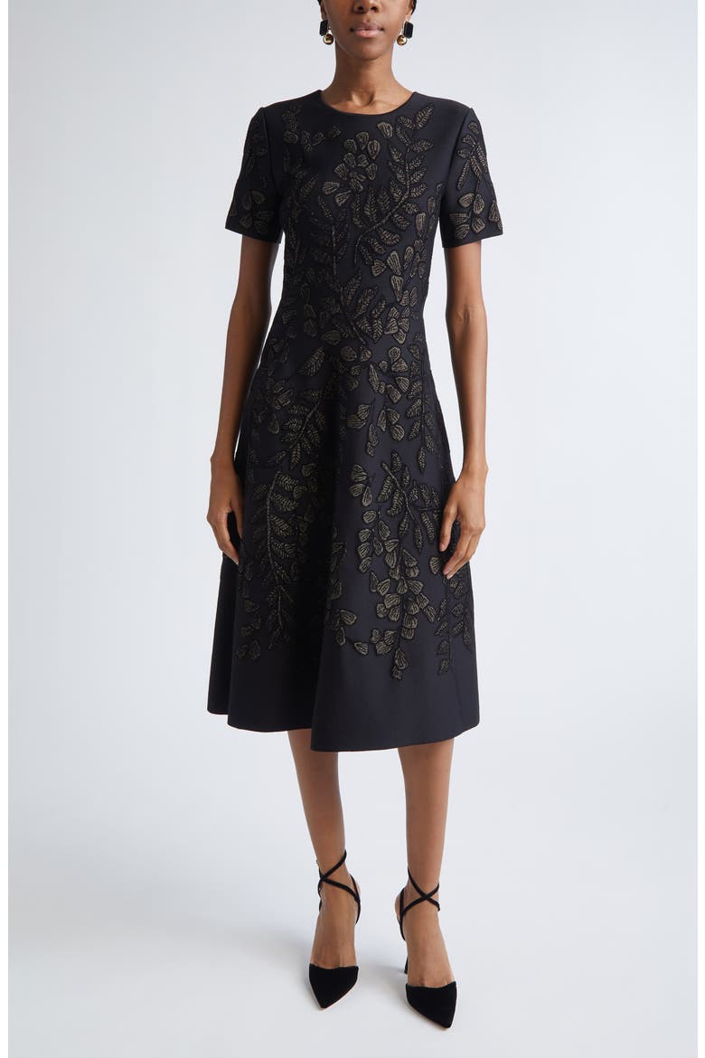 Metallic Floral Jacquard Cocktail Dress, Main, color, BLACK/ GOLD