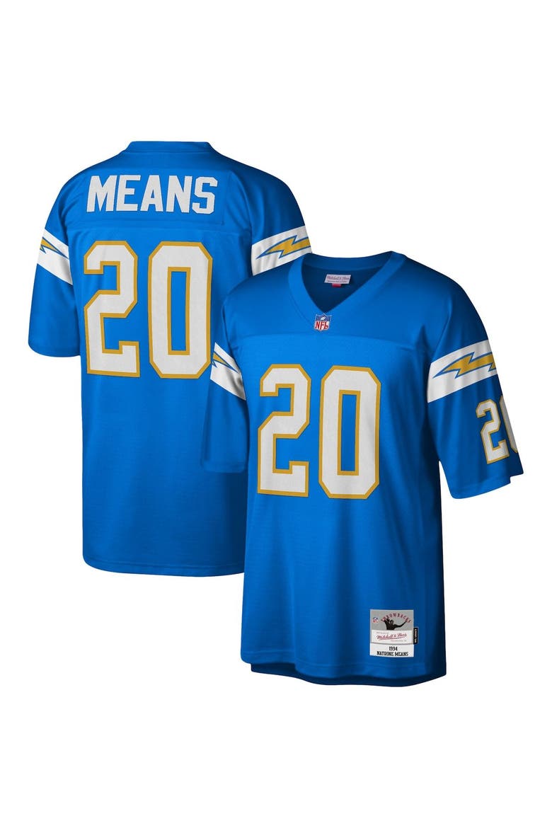 Men's Mitchell & Ness Natrone Means Powder Blue Los Angeles Chargers Legacy Replica Jersey, Alternate, color, Powder Blue