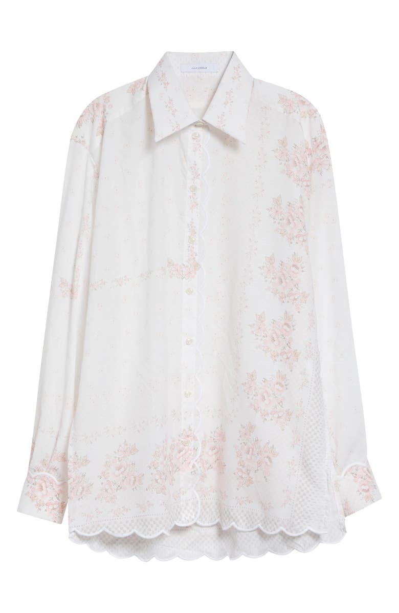 JULIE KEGELS Floral Print Scalloped Button-Up Shirt, Main, color, Flower