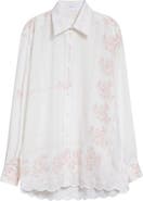 JULIE KEGELS Floral Print Scalloped Button-Up Shirt