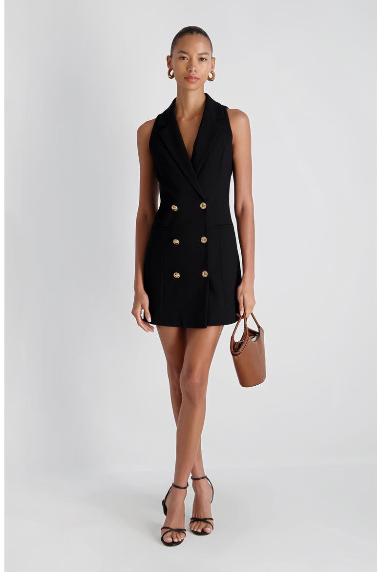 Whisper Sleeveless Double Breasted Blazer Minidress, Alternate, color, BLACK