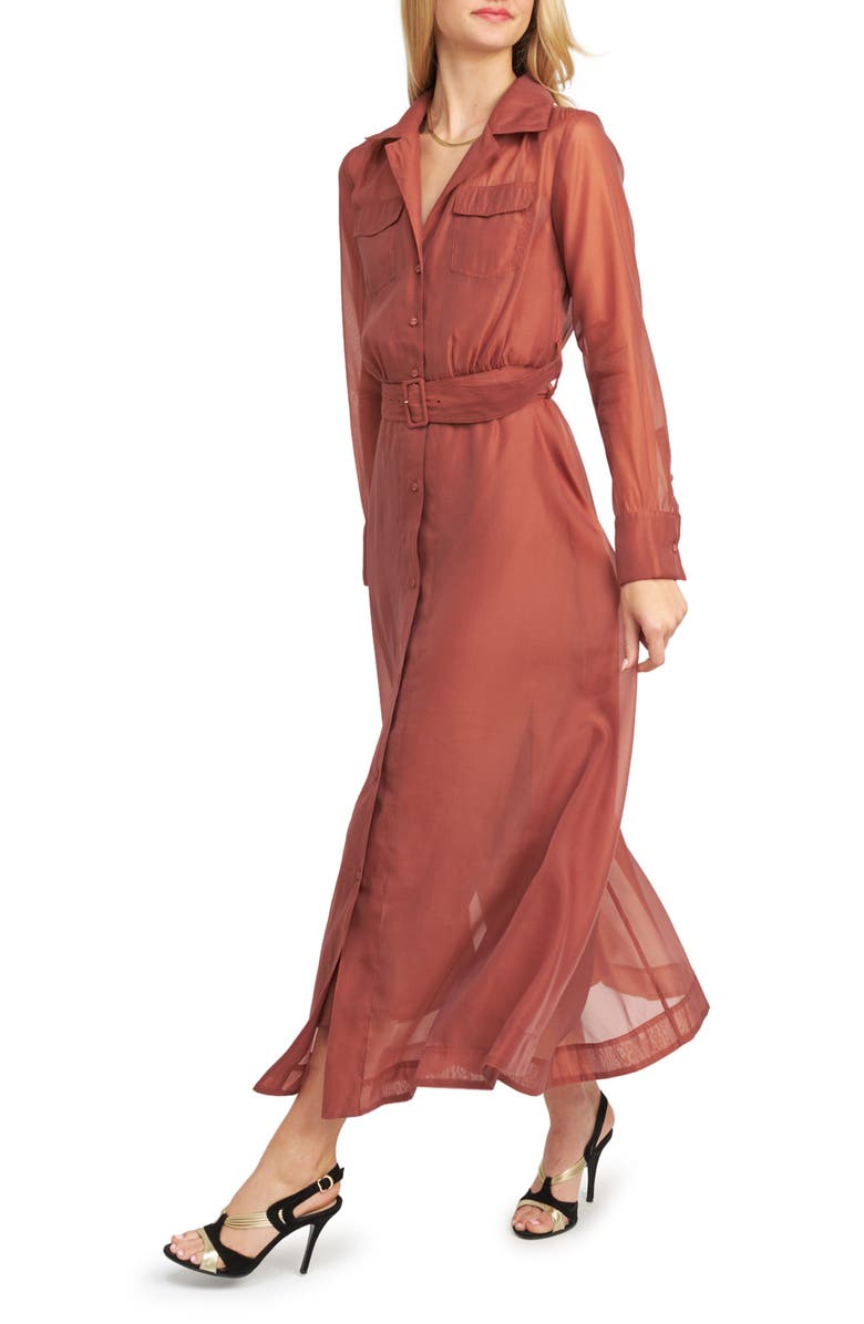 En Saison Claudette Long Sleeve Organza Shirtdress, Alternate, color, 