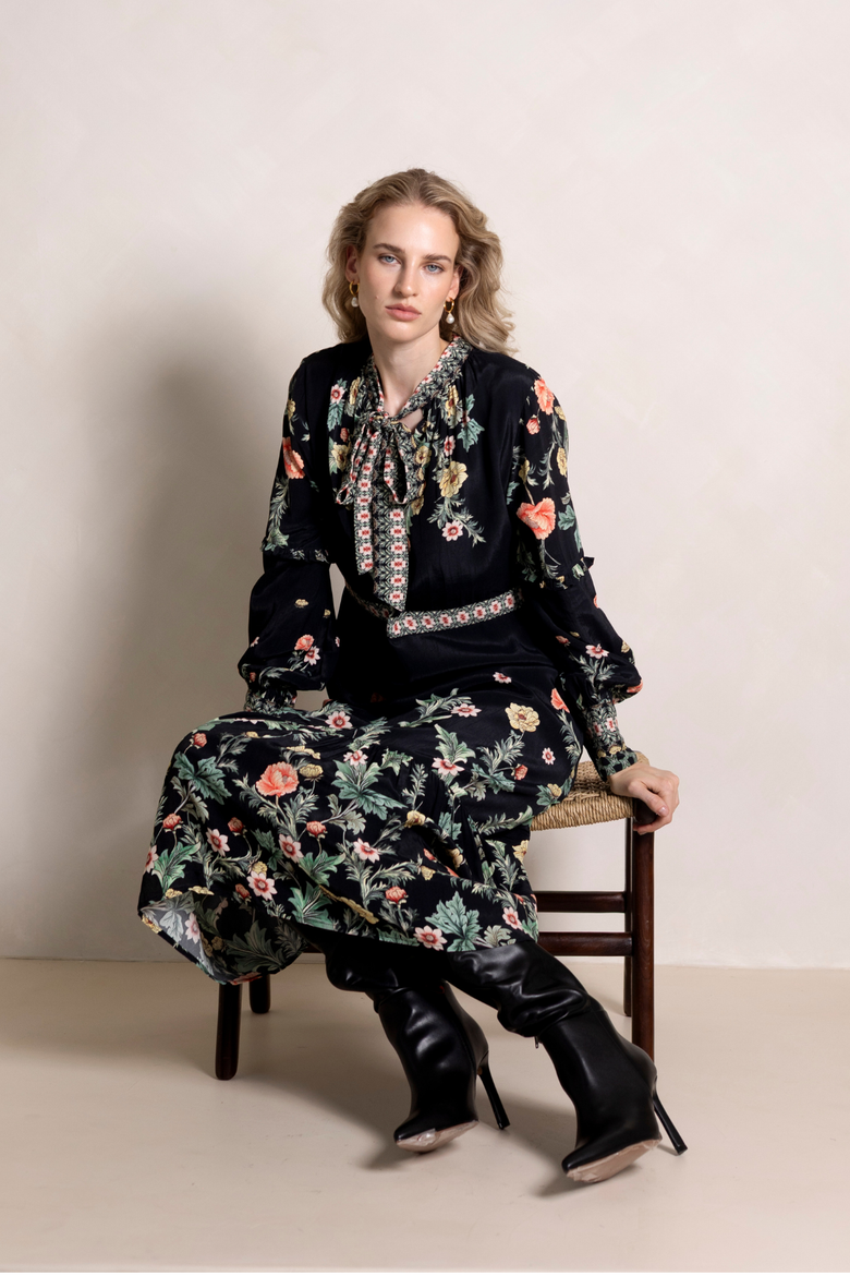 Divina Dress, Alternate, color, Black Floral