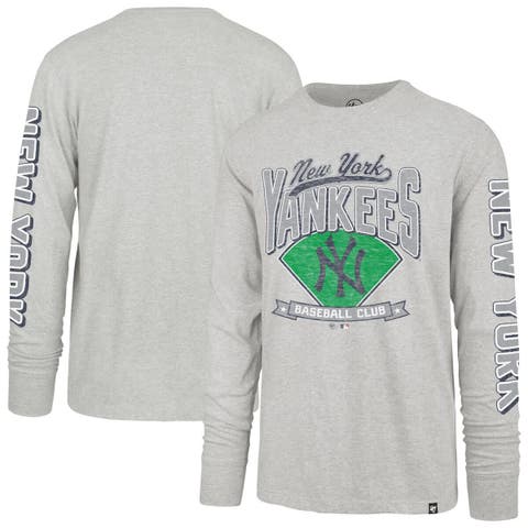 Men's '47  Gray New York Yankees Big & Tall Distressed Franklin Long Sleeve T-Shirt