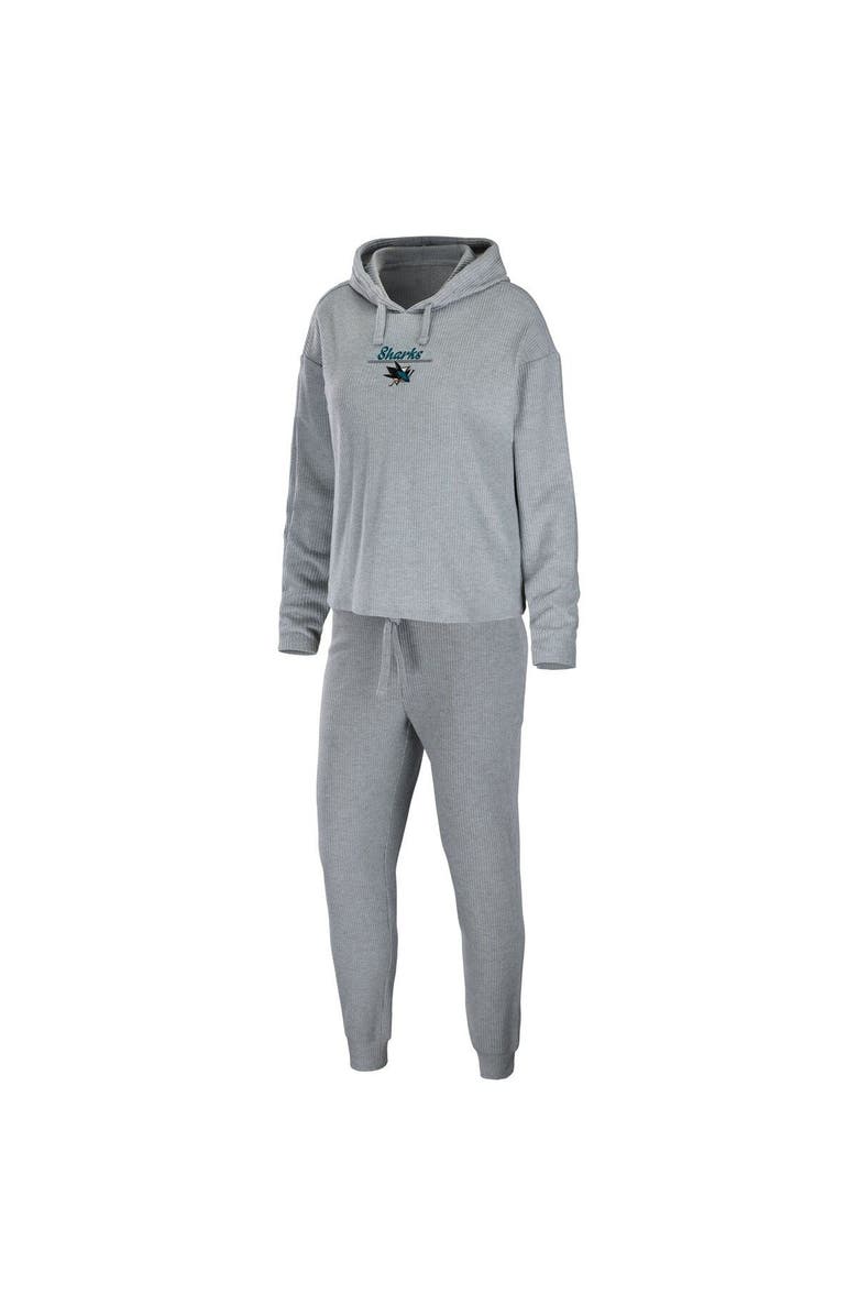WEAR by Erin Andrews Women's WEAR by Erin Andrews Heather Gray San Jose Sharks Logo Pullover Hoodie & Pants Sleep Set, Main, color, Heather Gray