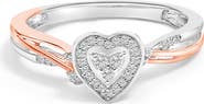 Haus of Brilliance 14K Rose Gold Plated Sterling Silver 1/10 Cttw Diamond Heart Motif Ring