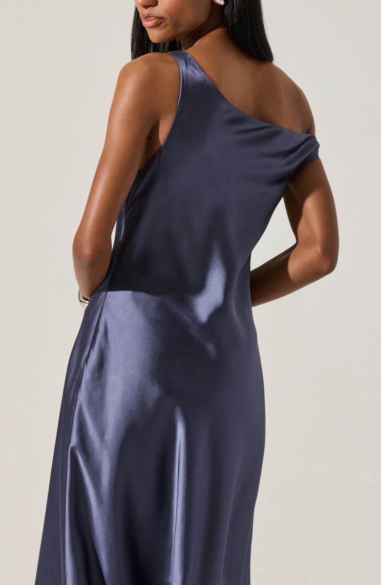 ASTR the Label Elain One-Shoulder Satin Dress, Alternate, color, Indigo