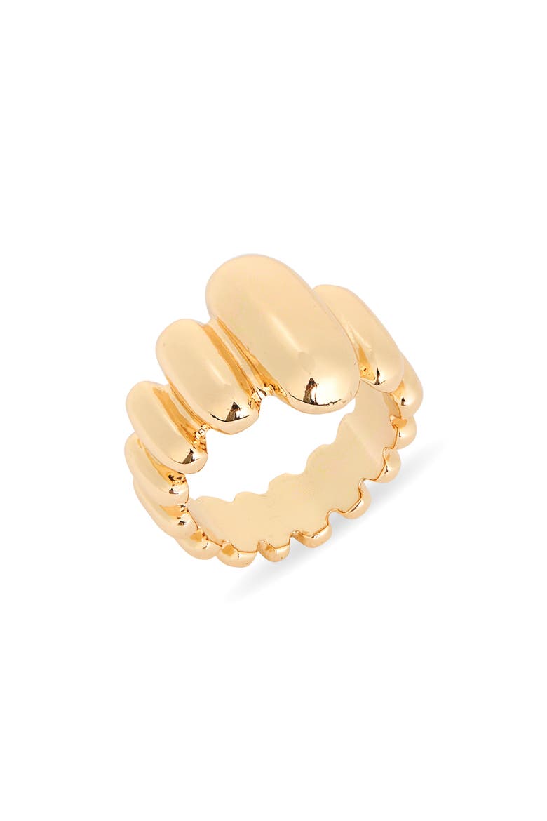 Wide Puffy Ridged Ring, Main, color, GOLD