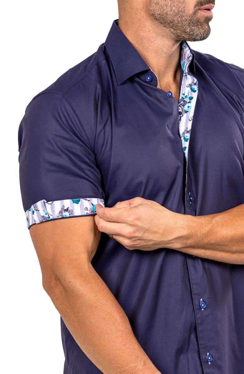 Maceoo Galileo Marty Short Sleeve Cotton Button-Up Shirt, Alternate, color, 