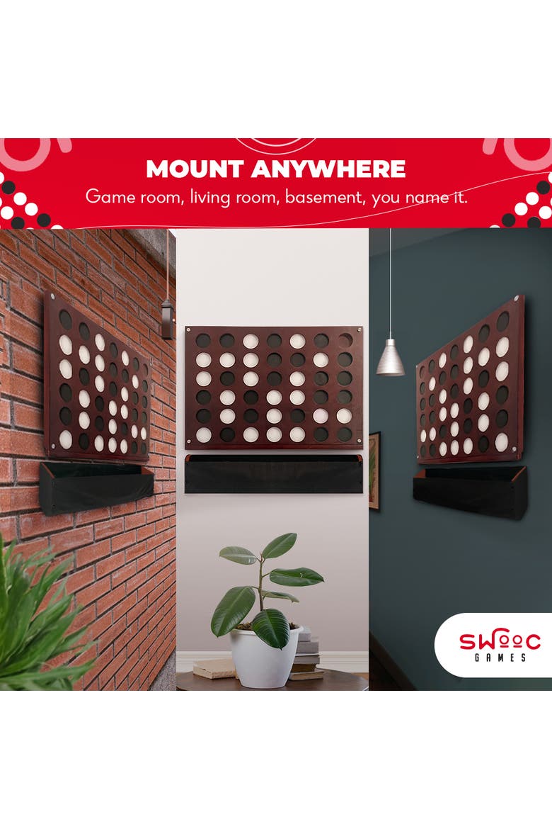 Wall Mounted Giant 4 In A Row Game, Alternate, color, Brown