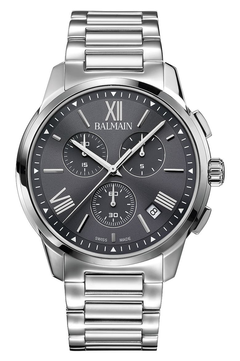 Athracite Bracelet Chronograph Watch, 42mm, Main, color, STAINLESS STEEL