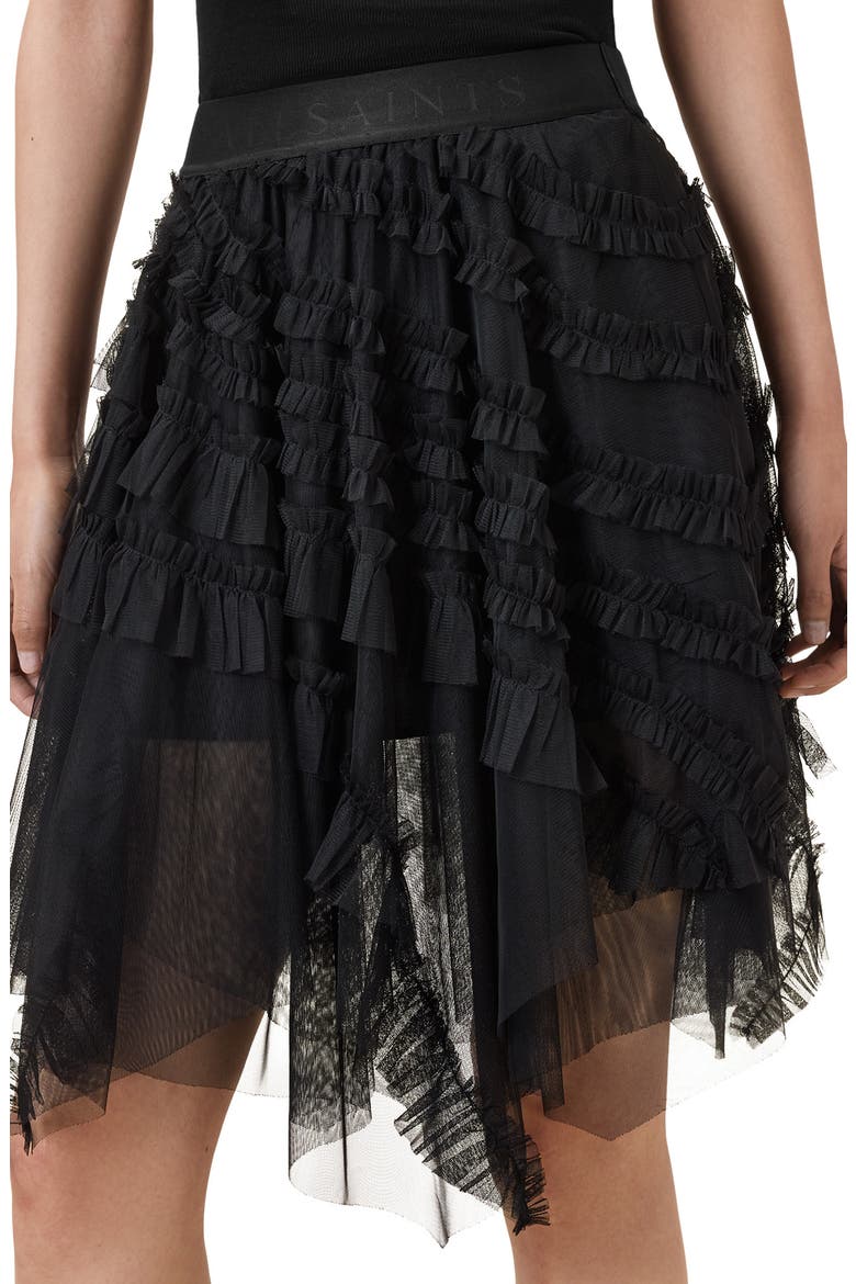 Jayde Handkerchief Hem Tulle Skirt, Alternate, color, BLACK
