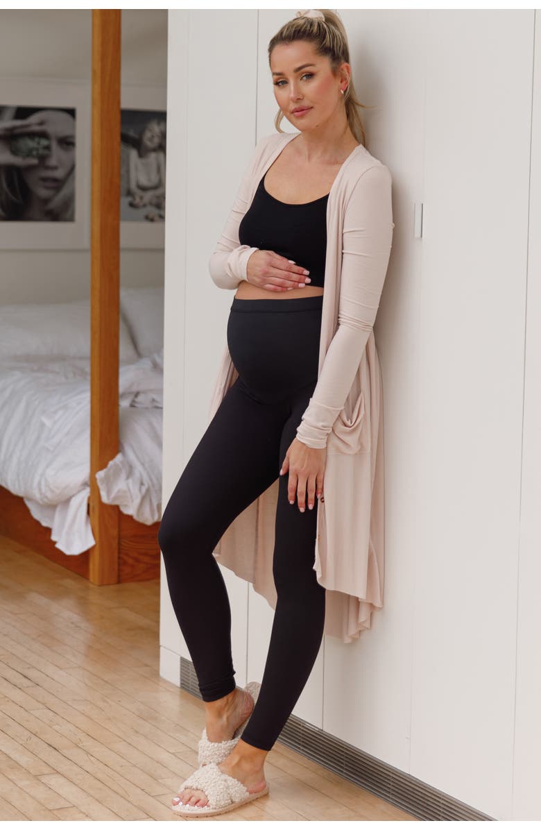 PinkBlush Solid Basic Maternity Leggings, Main, color, Black