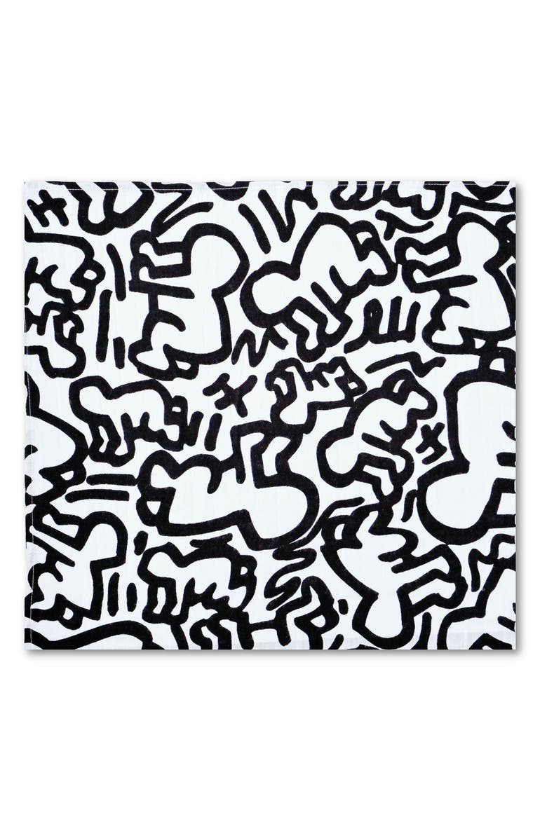 ETTA LOVES Keith Haring 2-Pack Organic Cotton Muslin Squares, Alternate, color, Kh Print