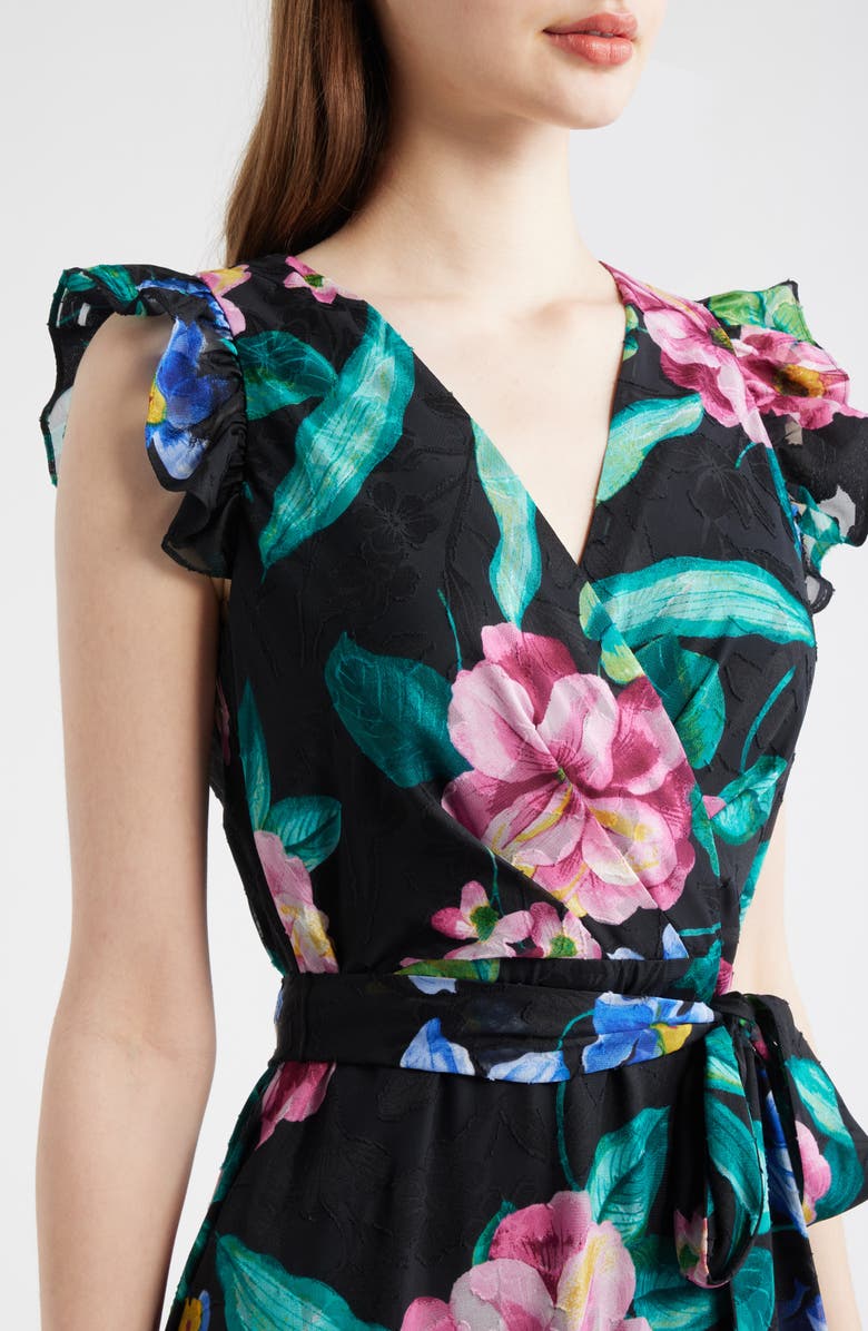 Anne Klein Print Ruffle High-Low Maxi Dress, Alternate, color, Anne Black Multi