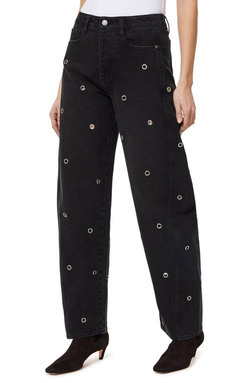 Habitual Evie High Waist Grommet Barrel Leg Jeans In Black