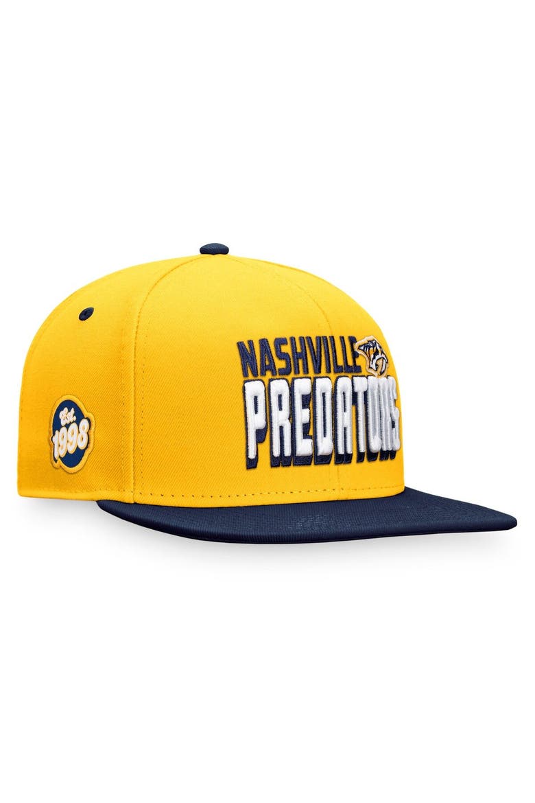 Men's Fanatics Branded Gold/Navy Nashville Predators Heritage Retro Two-Tone Snapback Hat, Main, color, Gold