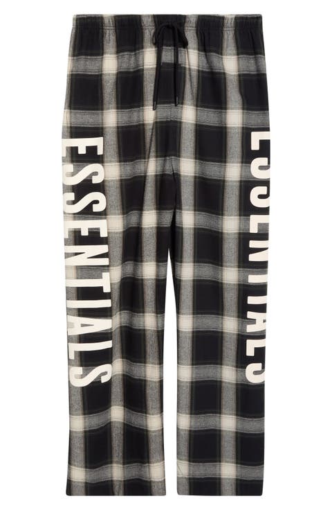 Plaid Wide Leg Cotton Flannel Lounge Pants