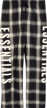 Fear of God Essentials Plaid Wide Leg Cotton Flannel Lounge Pants