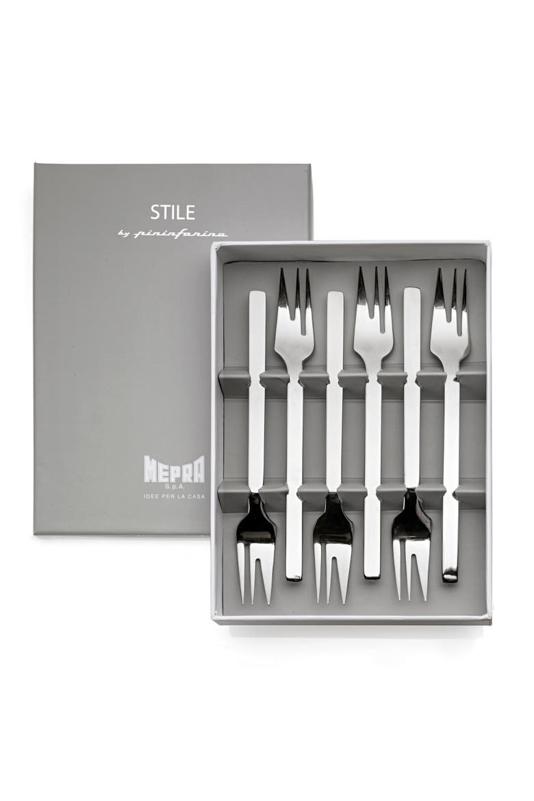 Stile By Pininfarina Cake Fork Set - 6 Pieces, Main, color, Silver