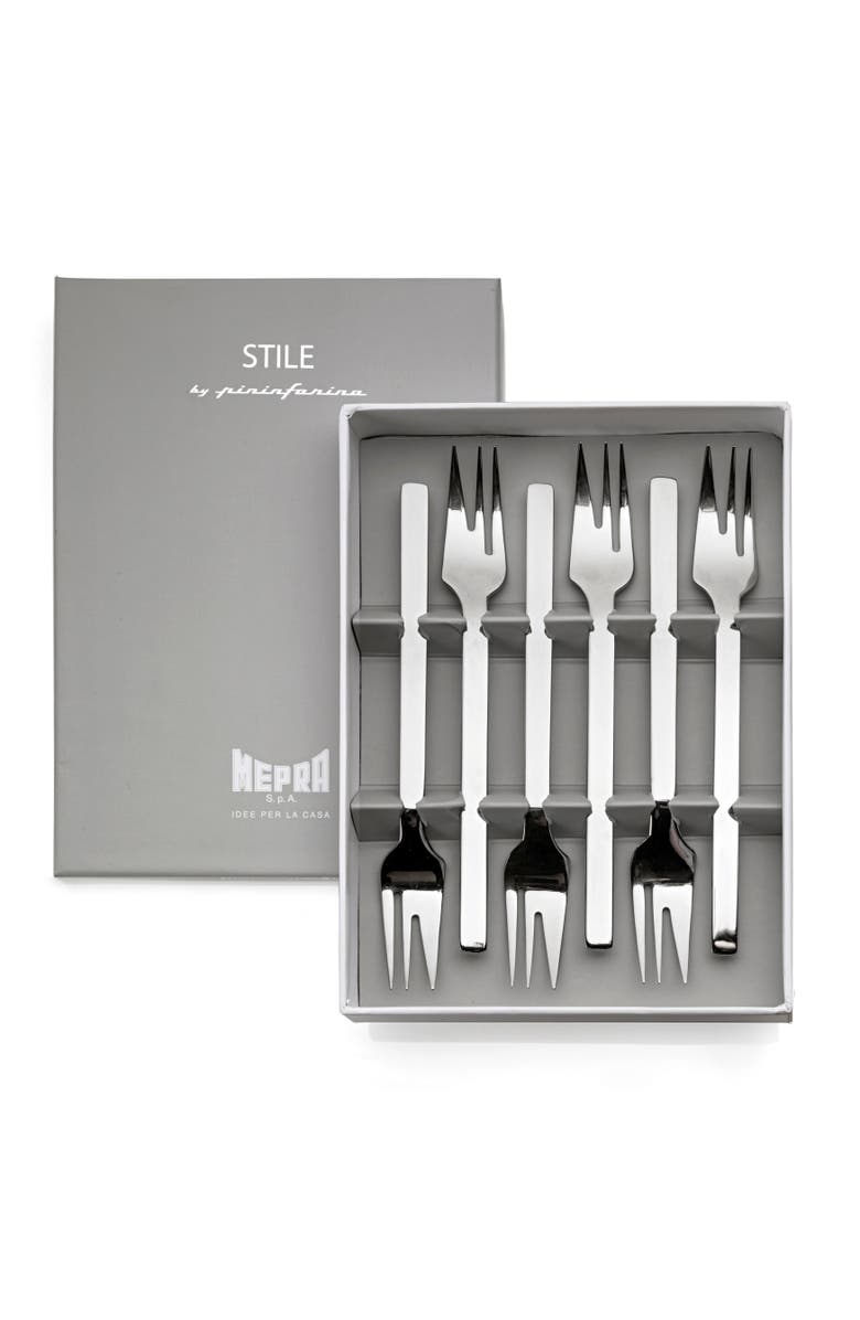 Mepra Stile By Pininfarina Cake Fork Set - 6 Pieces, Main, color, Silver