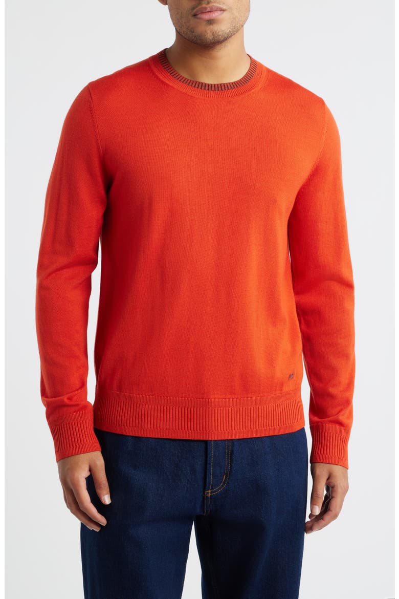 Merino Wool Crewneck Sweater, Main, color, CORAL RED