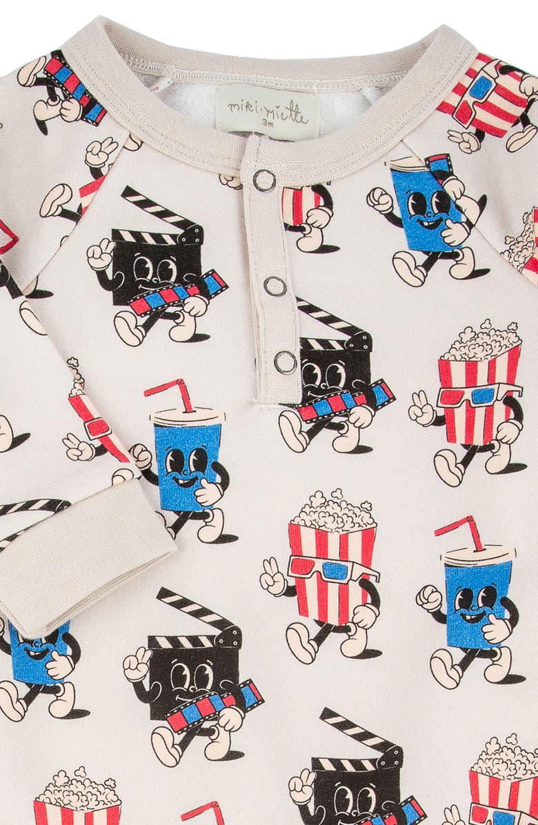 Miki Miette Bailey Movie Print Cotton Henley Romper, Alternate, color, Cinerama