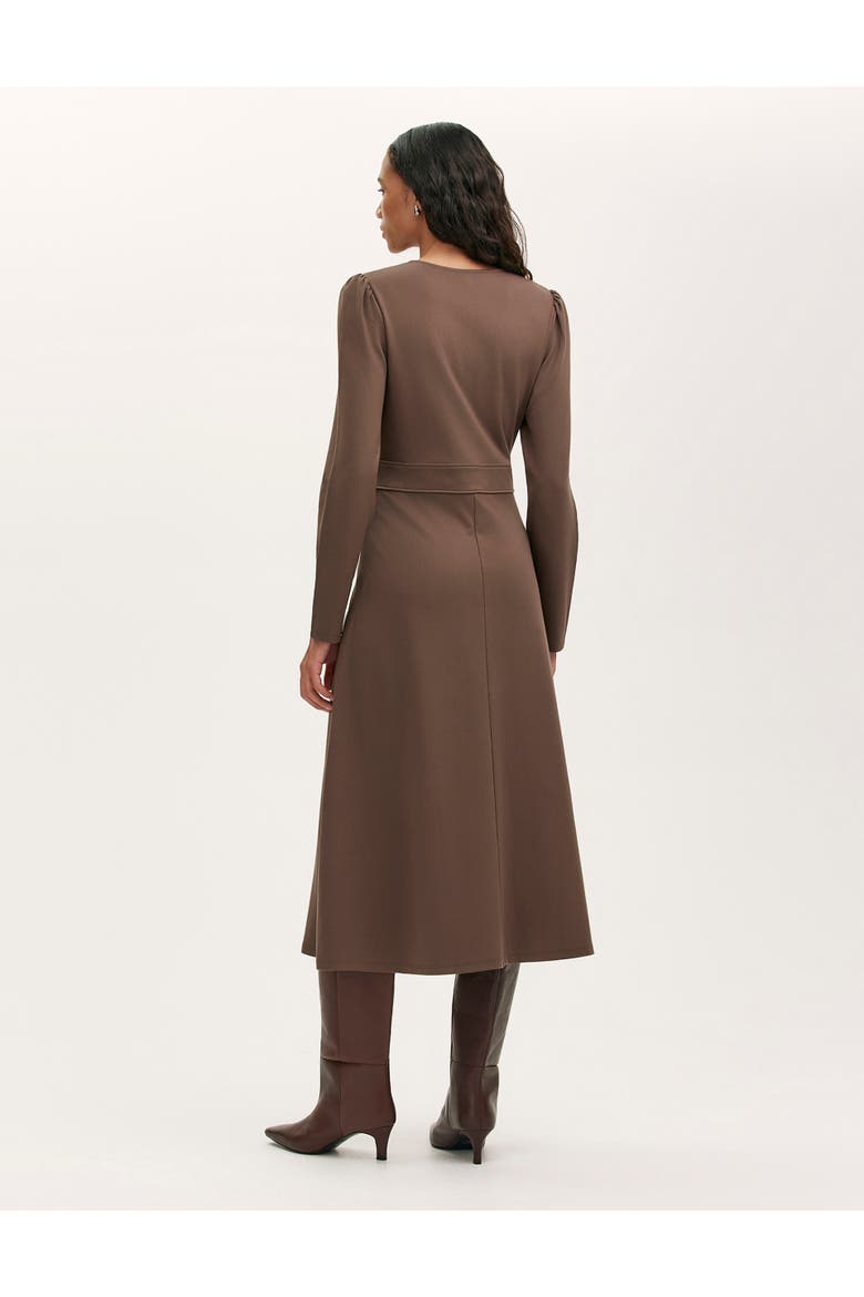 Seraphina Ponte Jersey V Neck Midi Dress, Alternate, color, Mole