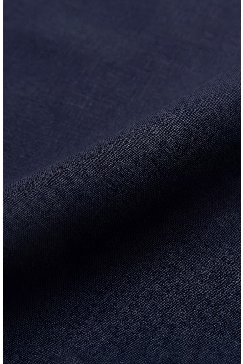 Short Sleeve Linen & Cotton Blend Button-Up Shirt, Alternate, color, NAVY