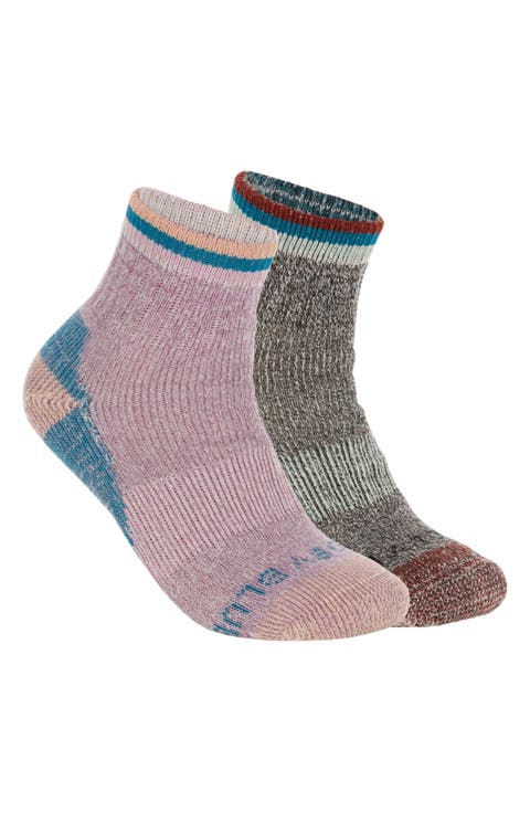 Assorted 2-Pack Wool & Cotton Blend Quarter Socks
