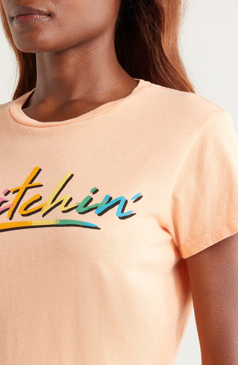 MOTHER The Lil Goodie Goodie Graphic Tee, Alternate, color, Peach Cobbler- Bitchn