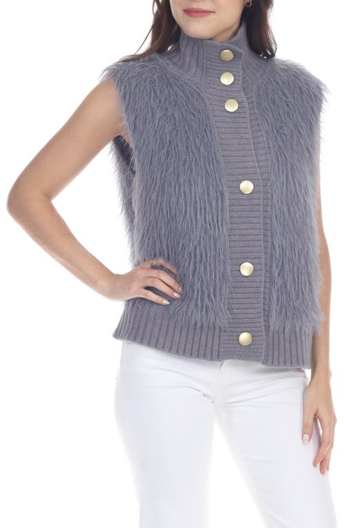 Rain And Rose Faux Fur Sweater Vest In Grey