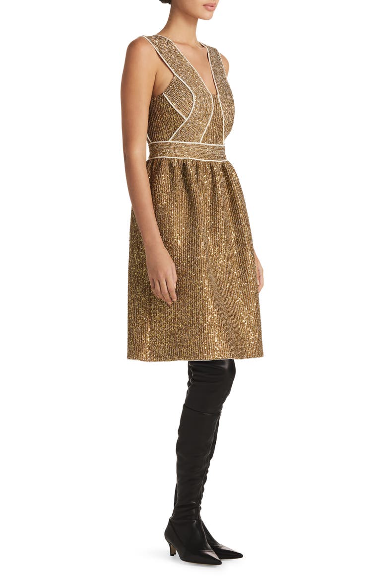 Sparkle Stretch Sequin Knit Dress, Alternate, color, GOLD