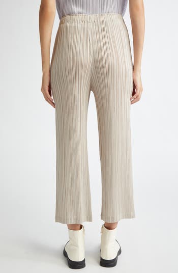 パンツ ISSEY MIYAKE Women Straight Pants IM56KF85706 White Pleats Please Issey Miyake Pleated Straight Leg Pants