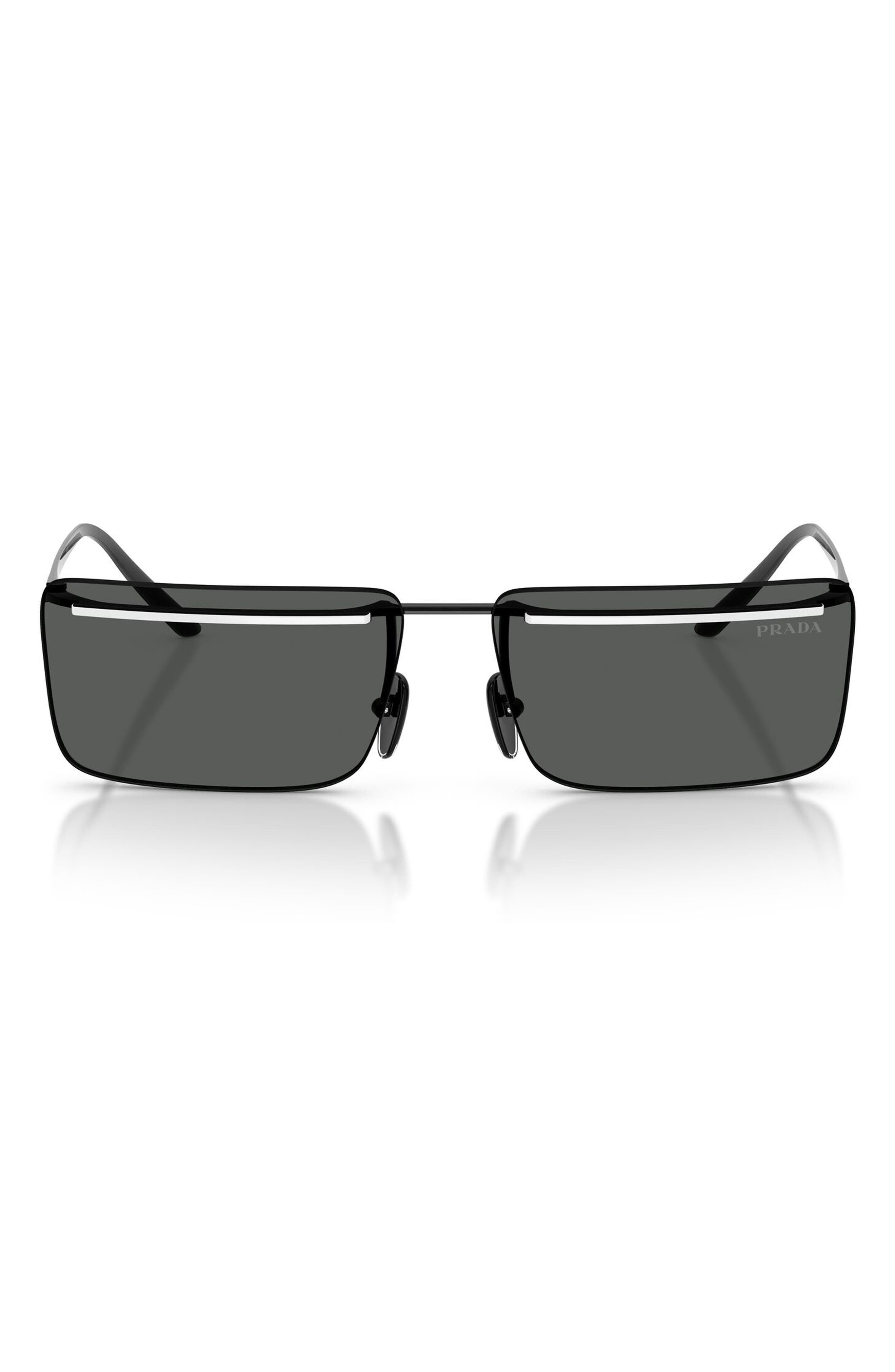 Prada 60mm Rectangular Sunglasses In Black