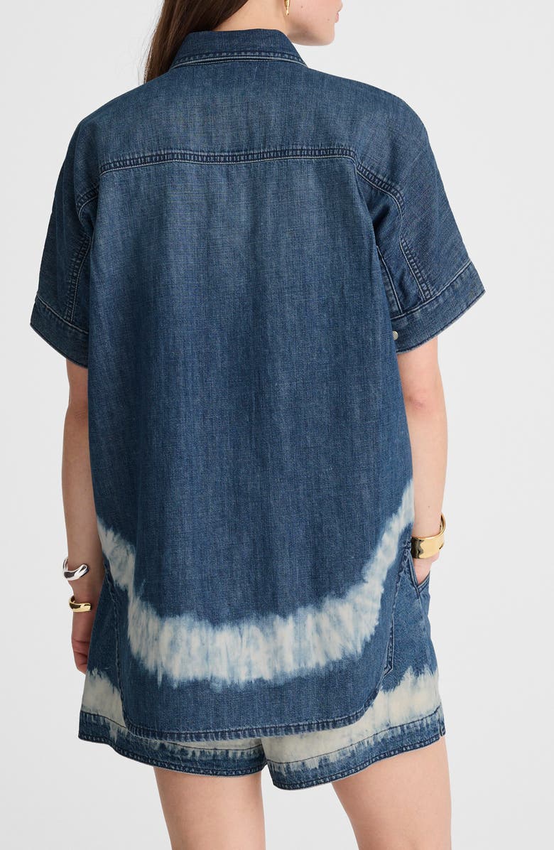 Madewell Shibori Short Sleeve Denim Shirt, Alternate, color, Shibori Wash
