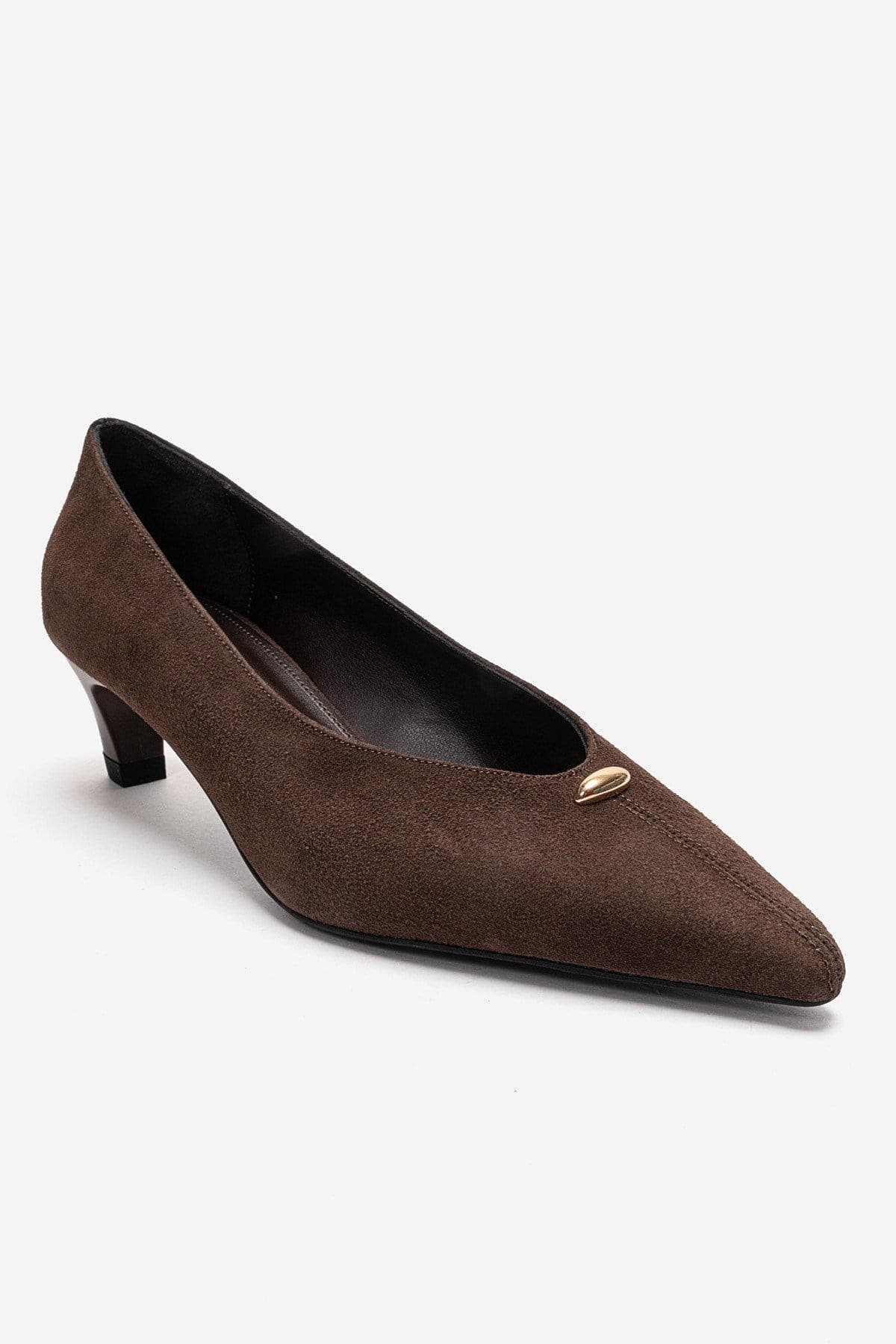 Versay Pointed Toe Kitten Heel Pump, Alternate, color, Brown Suede