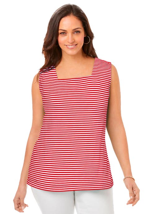 Stretch Cotton Square Neck Tank (Plus Available)