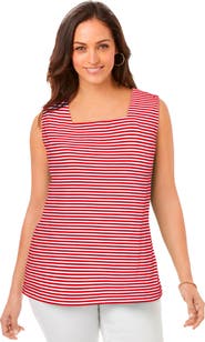 Jessica London Stretch Cotton Square Neck Tank