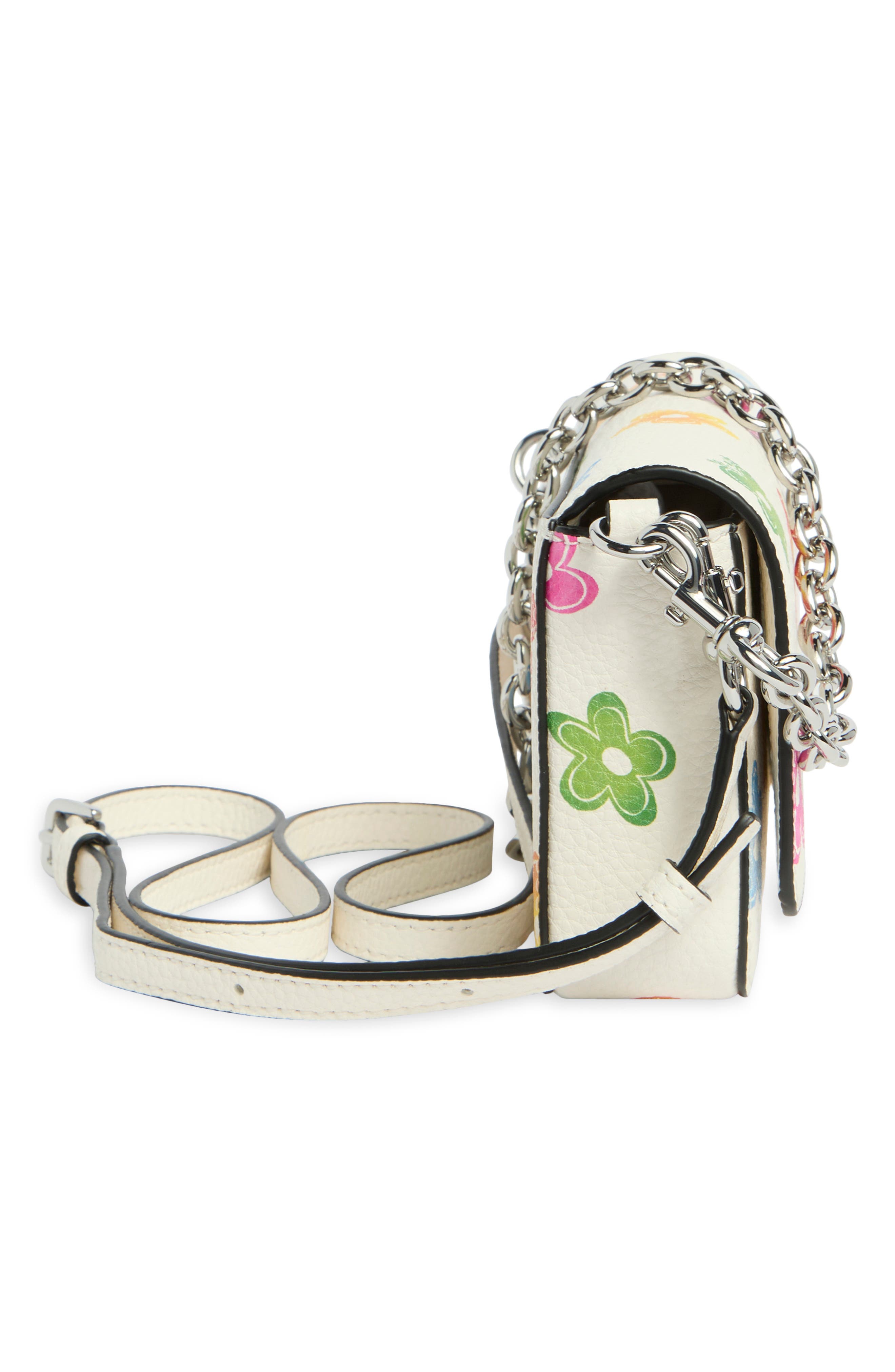 Marc Jacobs Floral Leather Crossbody Mini Bag, Alternate, color, White Multi