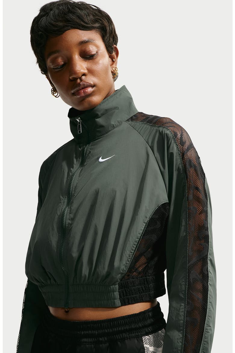 Sportswear Cropped Track Jacket, Alternate, color, CAMO GREEN/ BLACK/ WHITE