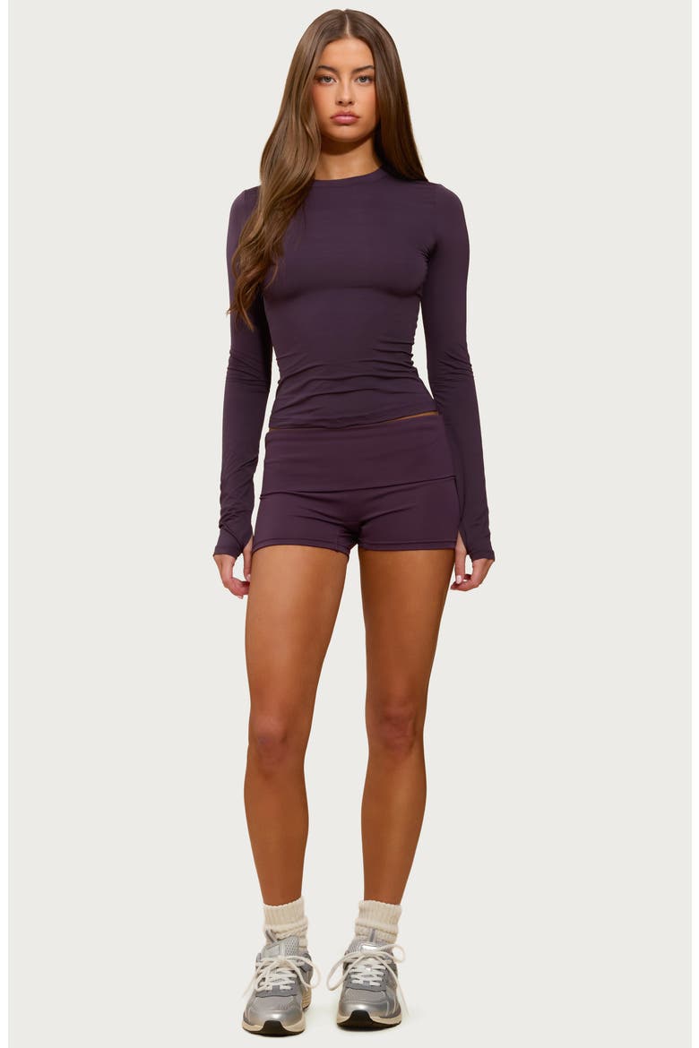 Lannie Long Sleeve Crop Top, Alternate, color, PLUM