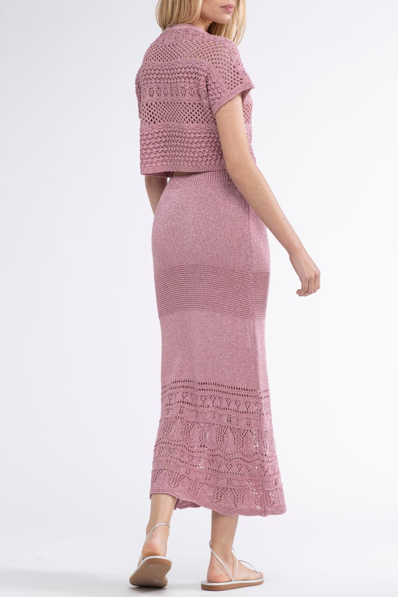 Mateo Crochet Cover-Up Crop Top, Alternate, color, Pink