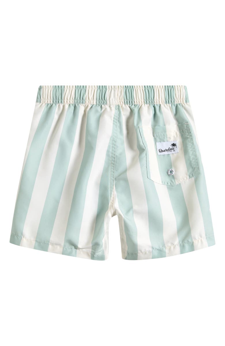 Boardies Kids' Fistral Stripe Swim Trunks, Alternate, color, Green/ Cream