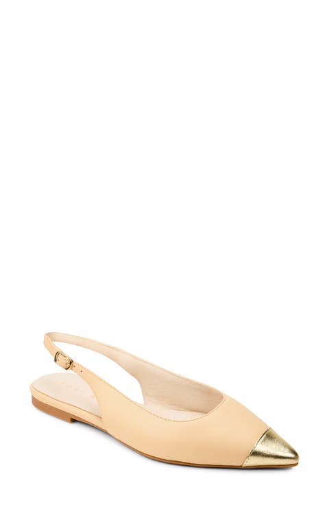 Vera Pointed Cap Toe Slingback Flat (Women)