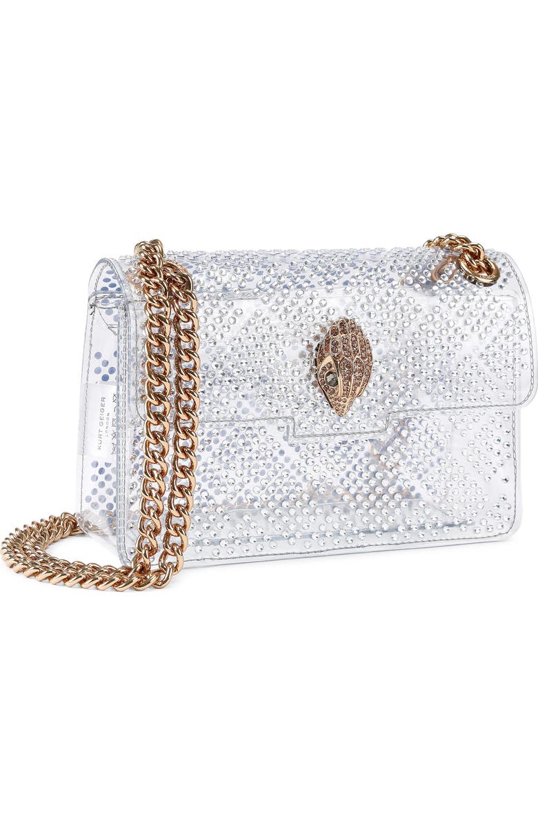 Kurt Geiger London Mini Kensington Vinyl Convertible Clear Crossbody Bag, Alternate, color, Silver