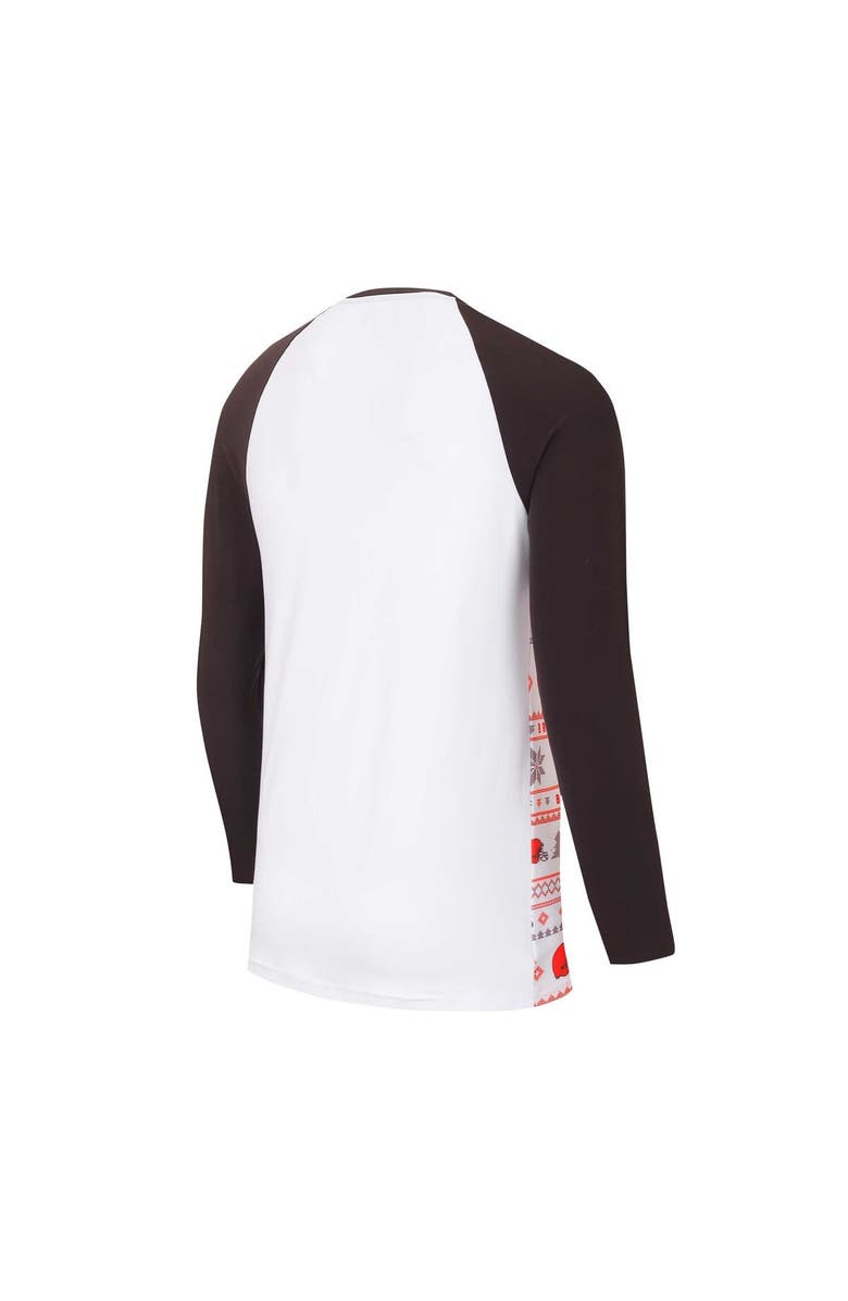 CONCEPTS SPORT Men's Concepts Sport White/Brown Cleveland Browns Tinsel Raglan Long Sleeve T-Shirt & Pants Sleep Set, Alternate, color, White