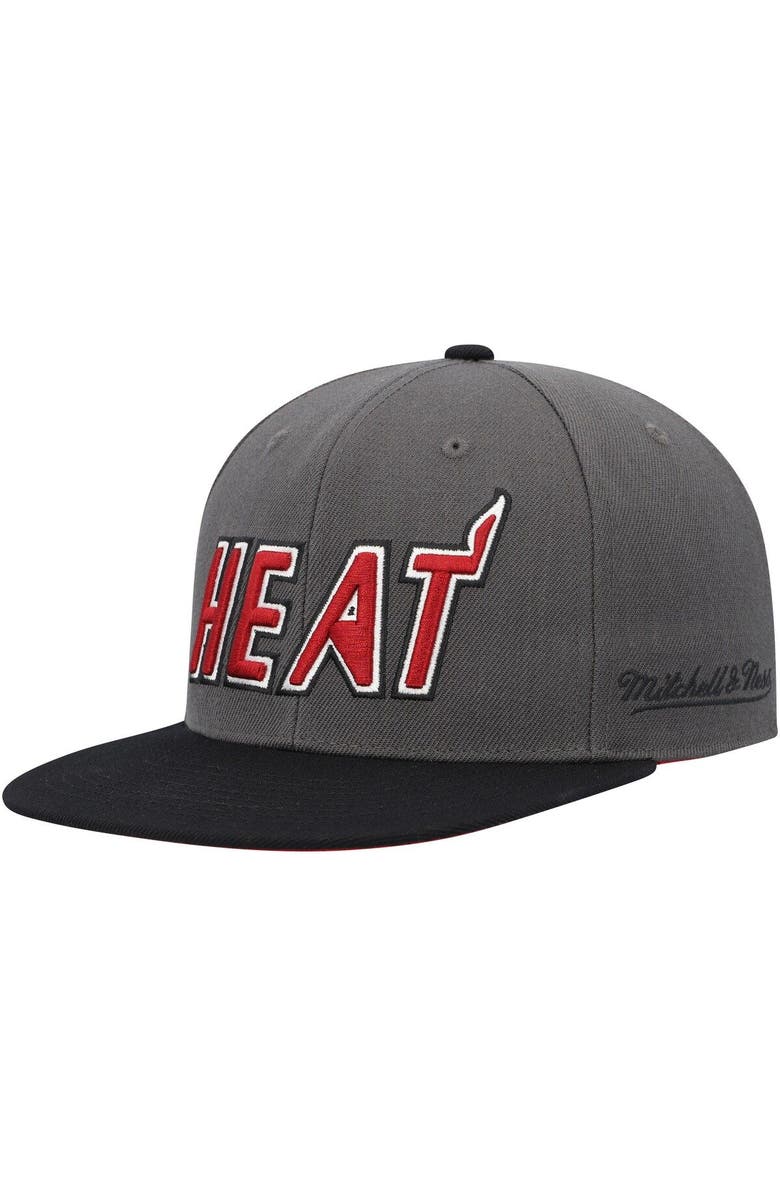 Mitchell & Ness Men's Mitchell & Ness Gray/Black Miami Heat Hardwood Classics 20th Anniversary Born & Bred Fitted Hat, Alternate, color, 
