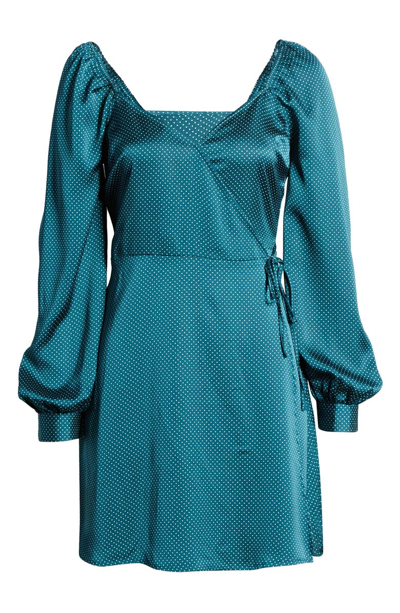 All in Favor Sweetheart Neck Satin Wrap Dress, Alternate, color, 