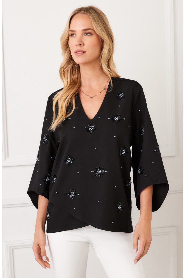 Embellish Asymmetric Top, Alternate, color, BLACK